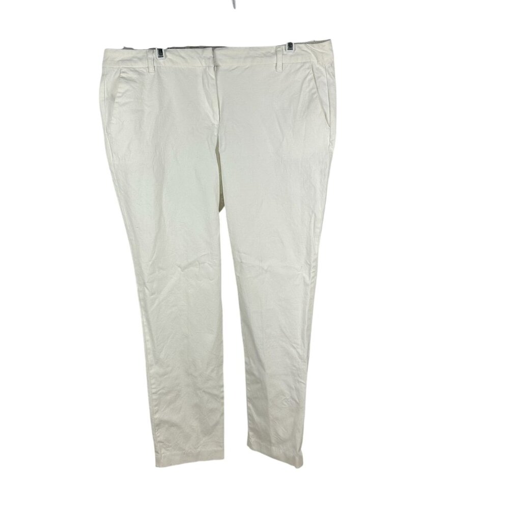 Liz Claiborne Womens White Stretch Pants Size 14 Cotton Blend